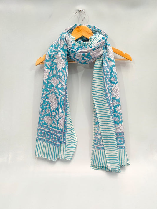 mul cotton hand block printed stole