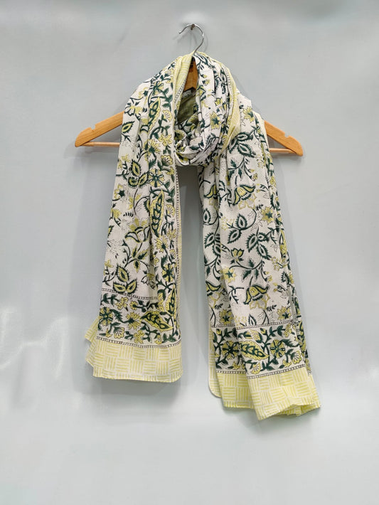 mul cotton hand block printed stole
