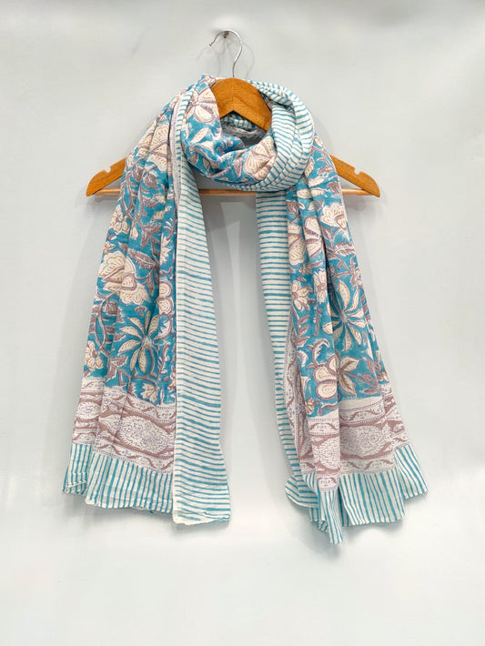 mul cotton hand block printed stole