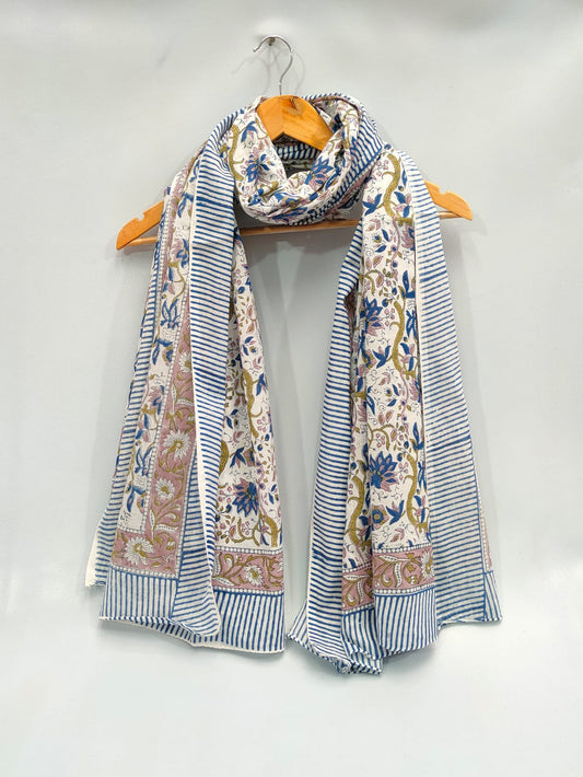mul cotton hand block printed stole