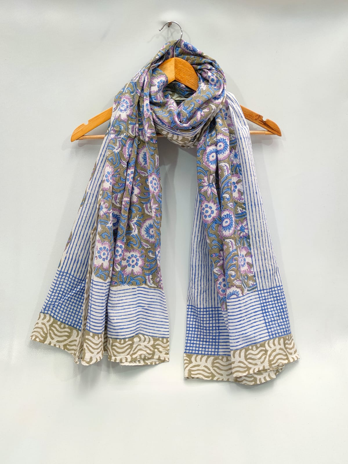 mul cotton hand block printed stole