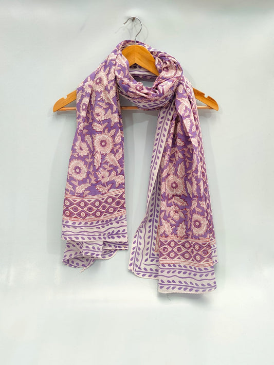 mul cotton hand block printed stole