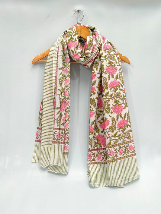 mul cotton hand block printed stole