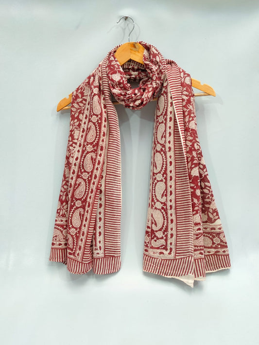 mul cotton hand block printed stole