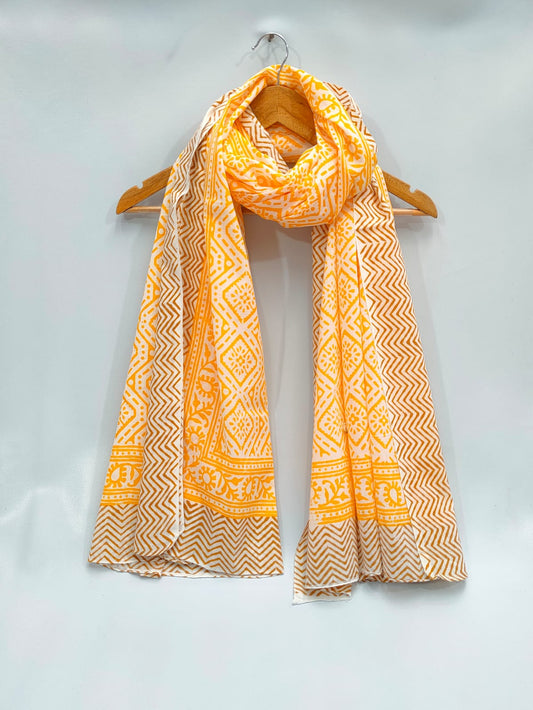 mul cotton hand block printed stole