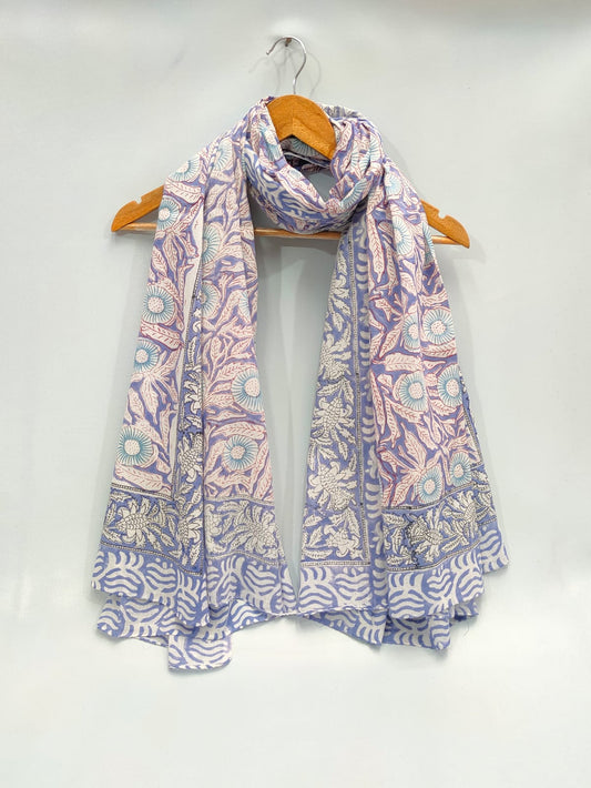 mul cotton hand block printed stole