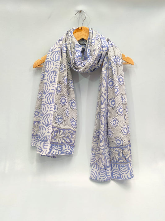 mul cotton hand block printed stole