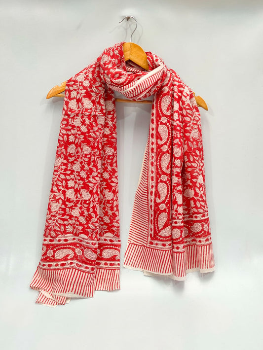 mul cotton hand block printed stole