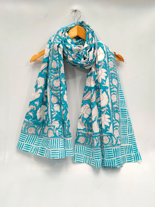 mul cotton hand block printed stole