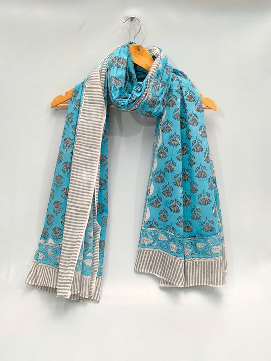 mul cotton hand block printed stole