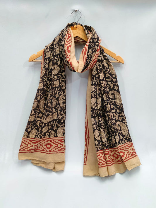 mul cotton hand block printed stole