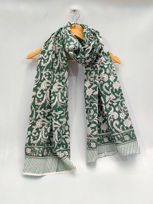 mul cotton hand block printed stole