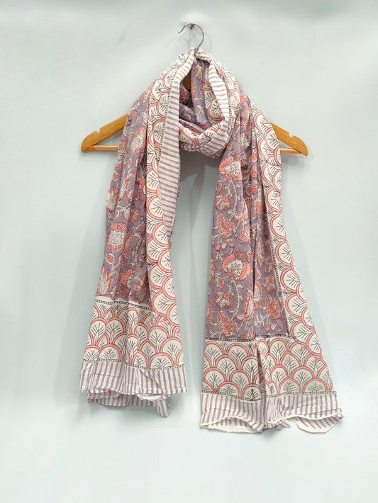 mul cotton hand block printed stole