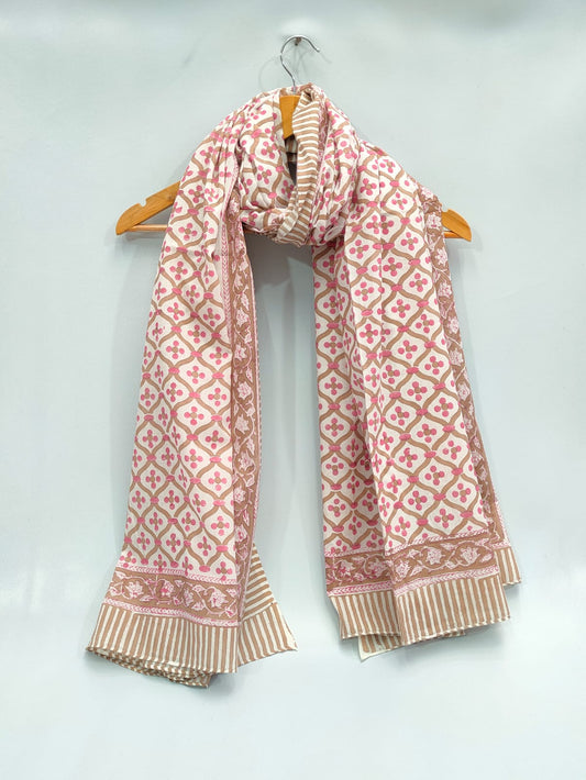 mul cotton hand block printed stole