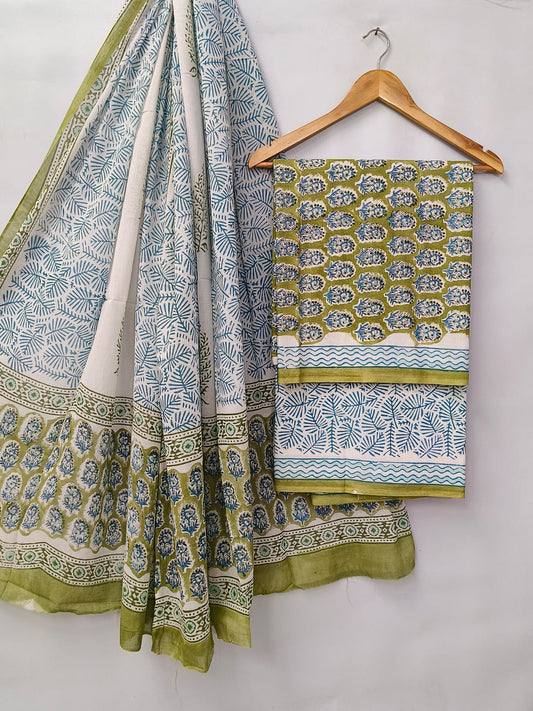 Hand Block Cotton Salwar Suit Set with Cotton Dupatta  - TSPSMVV22