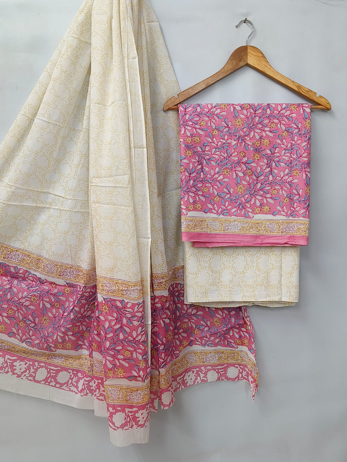 Hand Block Cotton Salwar Suit Set with Cotton Dupatta  - TSPSMVV26