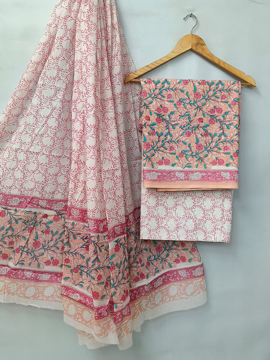 Hand Block Cotton Salwar Suit Set with Cotton Dupatta  - TSPSMVV29