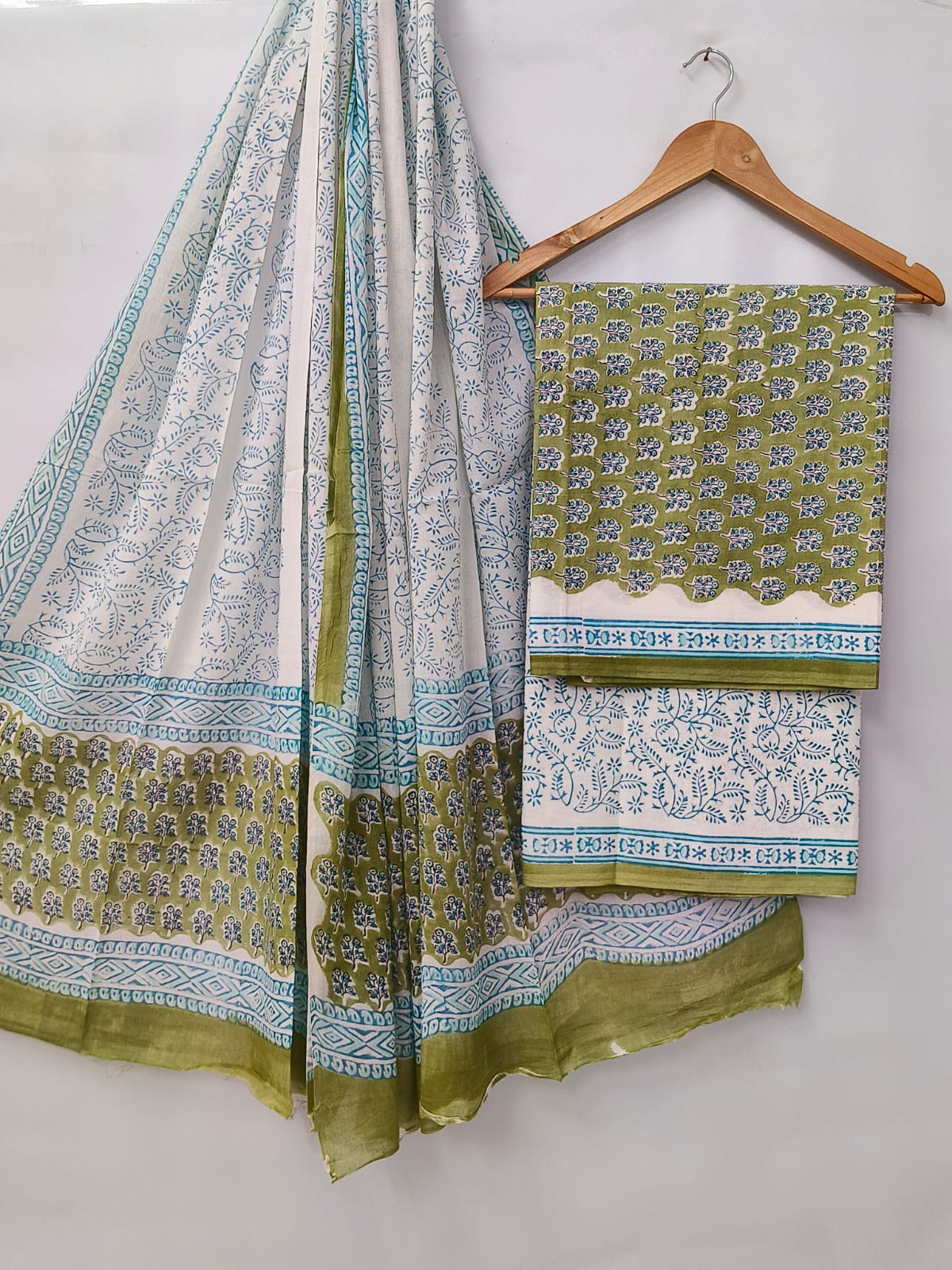 Hand Block Cotton Salwar Suit Set with Cotton Dupatta  - TSPSMVV39