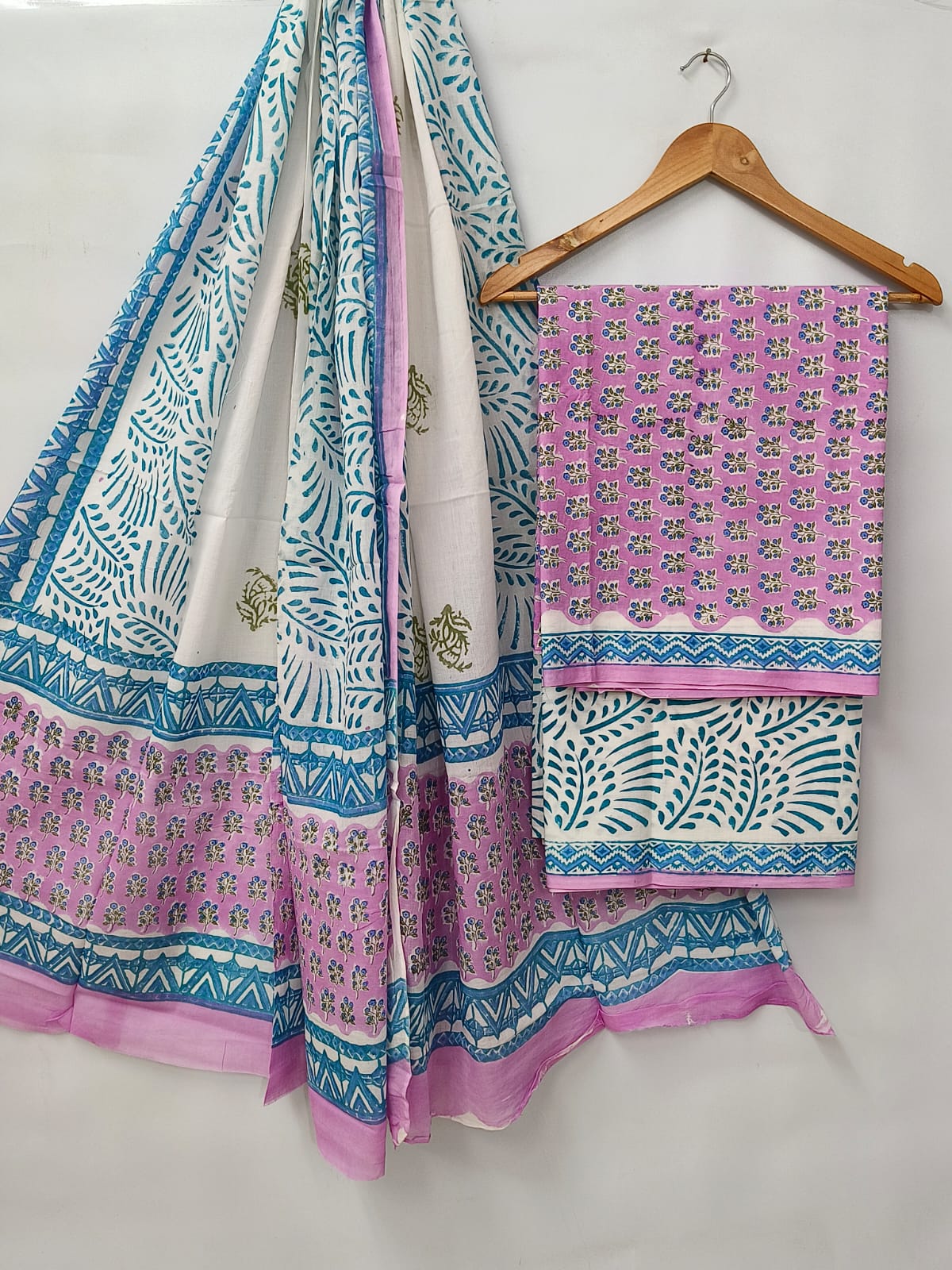 Hand Block Cotton Salwar Suit Set with Cotton Dupatta  - TSPSMVV40