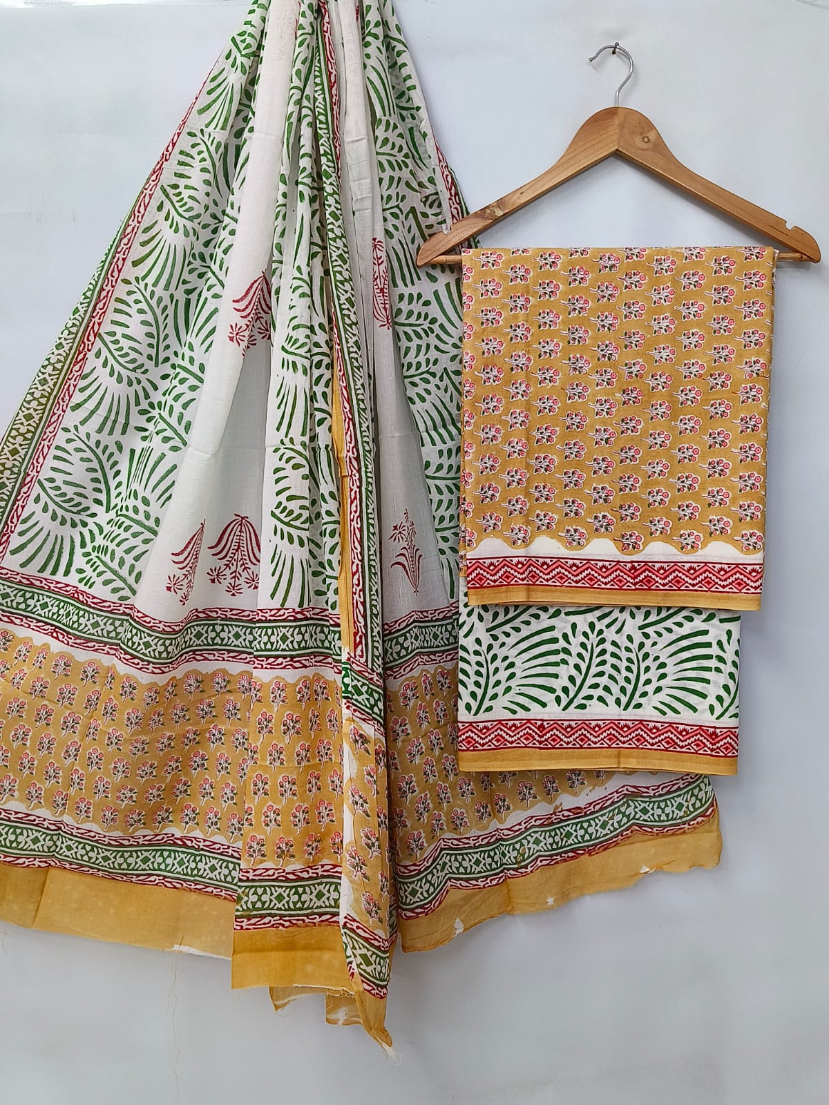 Hand Block Cotton Salwar Suit Set with Cotton Dupatta  - TSPSMVV41