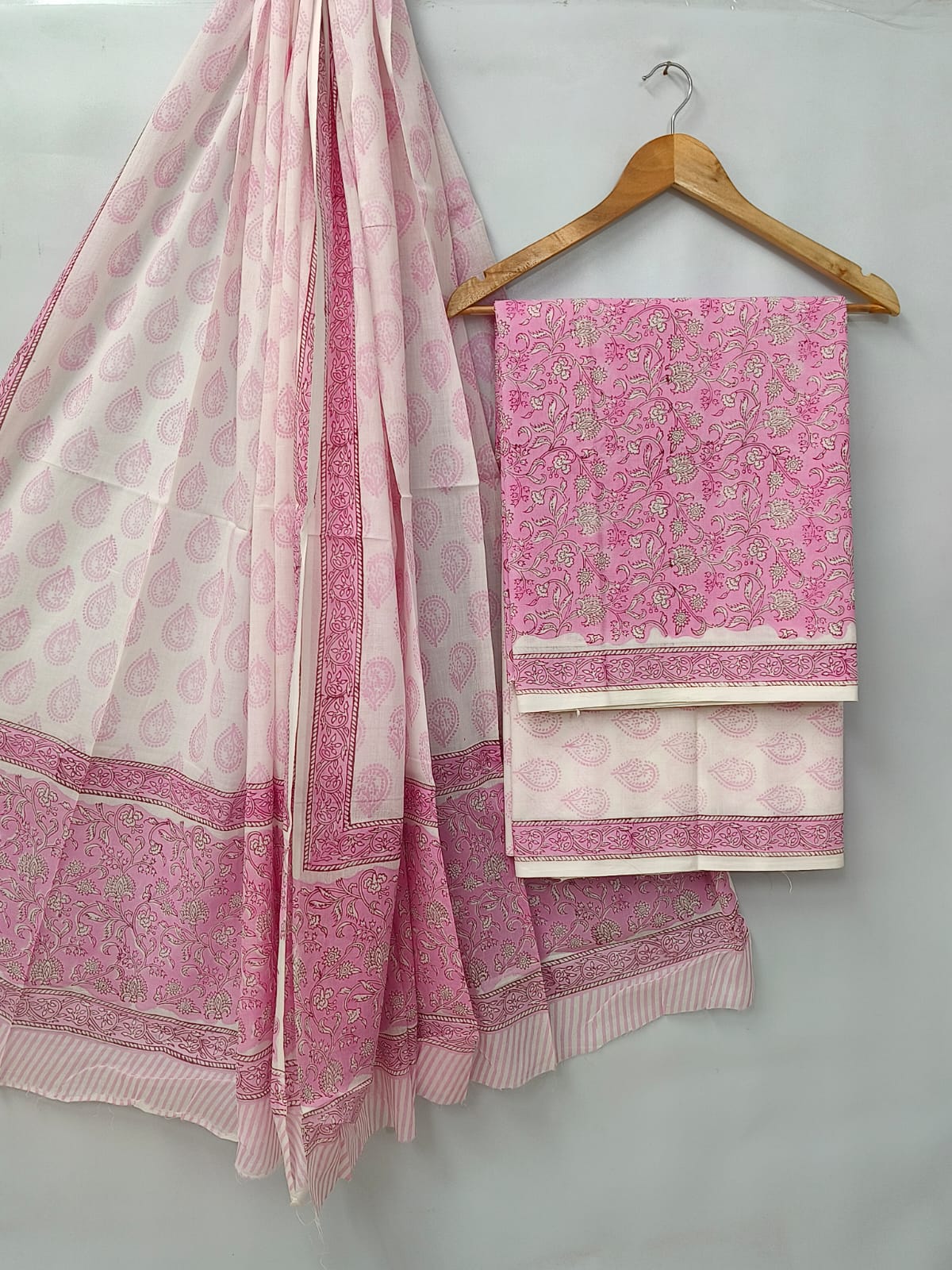 Hand Block Cotton Salwar Suit Set with Cotton Dupatta  - TSPSMVV6
