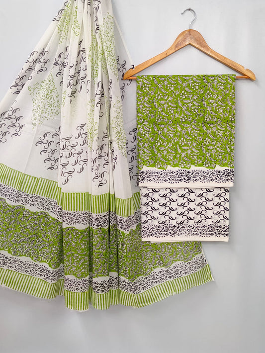 Hand Block Cotton Salwar Suit Set with Cotton Dupatta  - TSPSMTP67