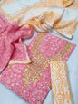 Cotton Gota Patti Neck Work Block Printed Suit Set with Cotton Dupatta - TSPSGPMVJ42