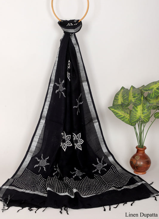 Linen Cotton Dupatta Hand block The Street Pal