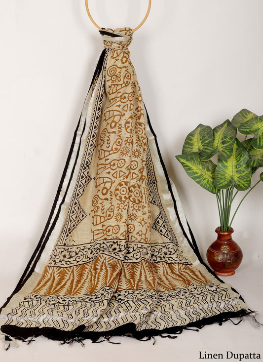 Linen Cotton Dupatta Hand block The Street Pal