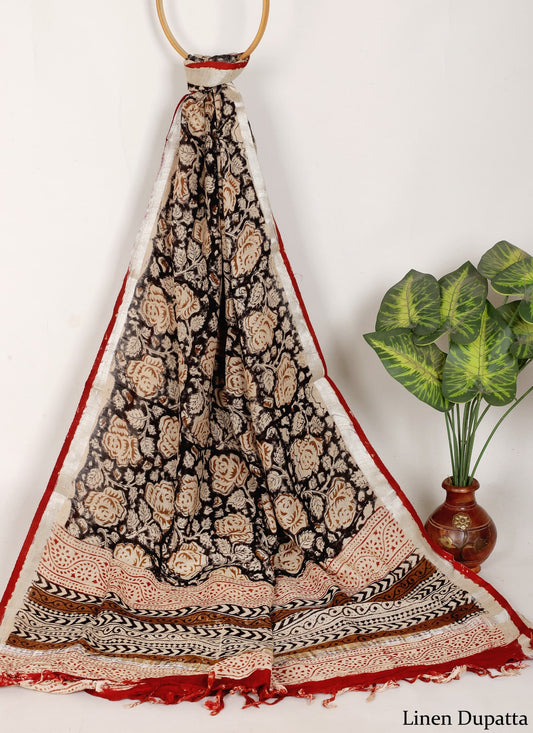 Linen Cotton Dupatta Hand block The Street Pal