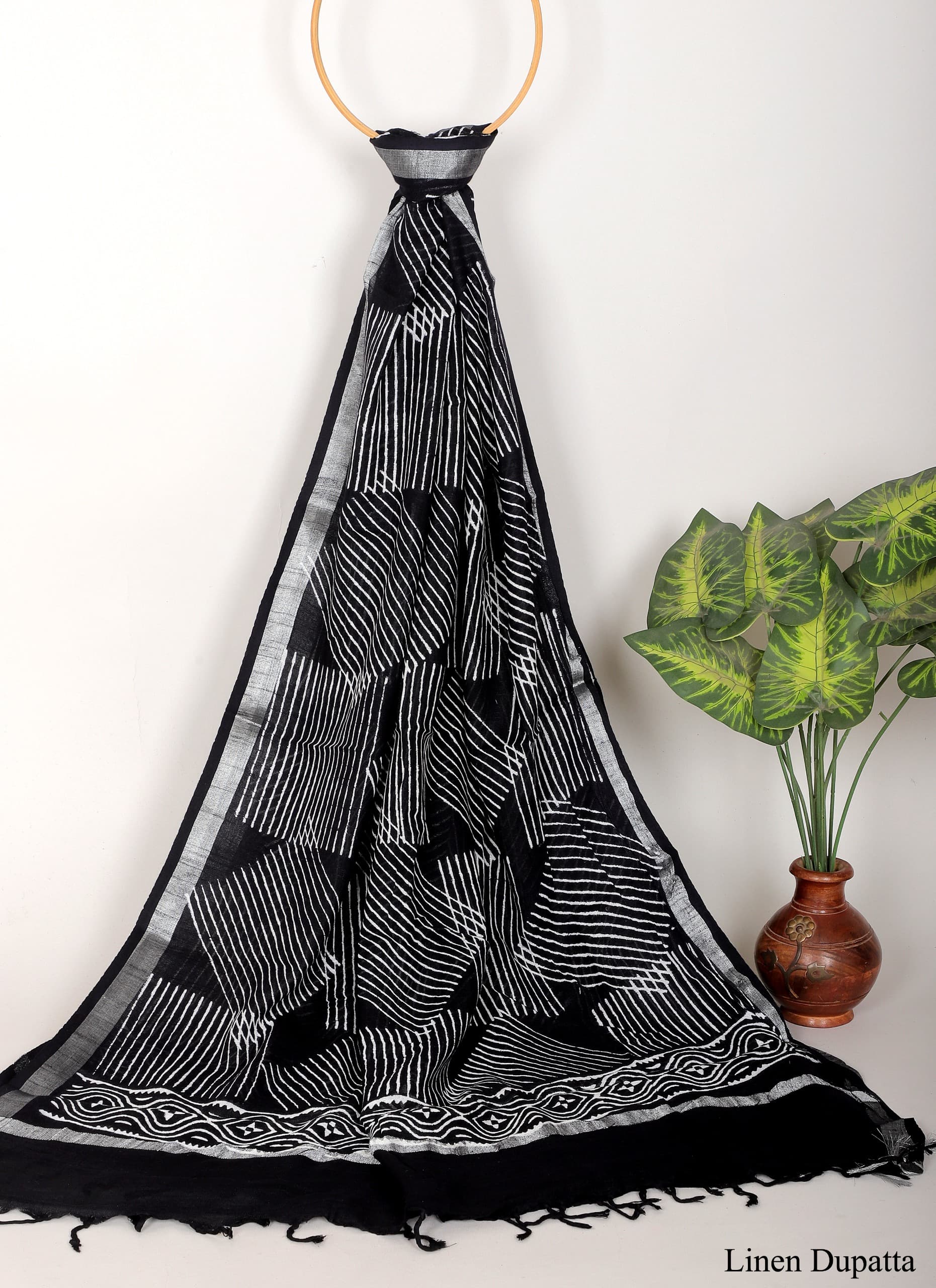 Linen Cotton Dupatta Hand block The Street Pal