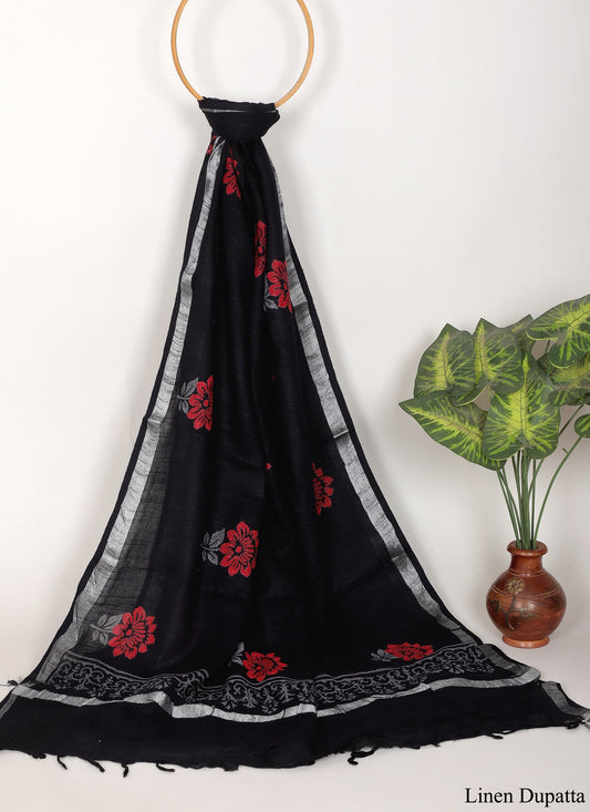 Linen Cotton Dupatta Hand block The Street Pal