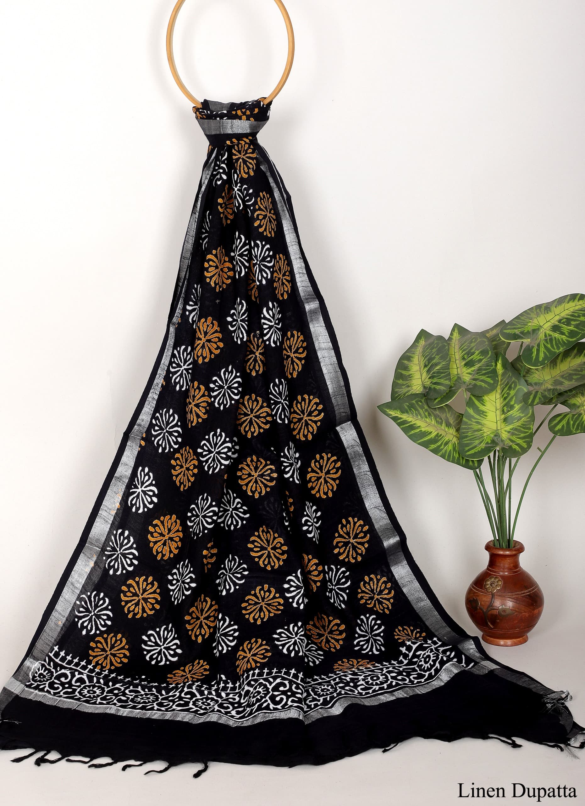 Linen Cotton Dupatta Hand block The Street Pal