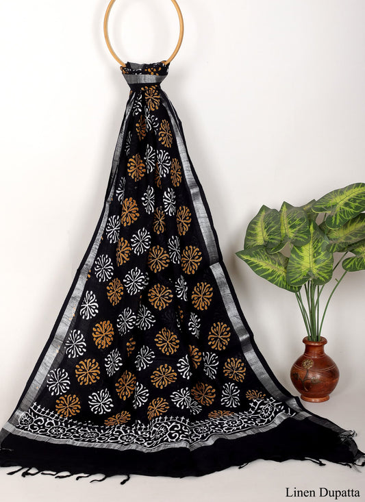 Linen Cotton Dupatta Hand block The Street Pal