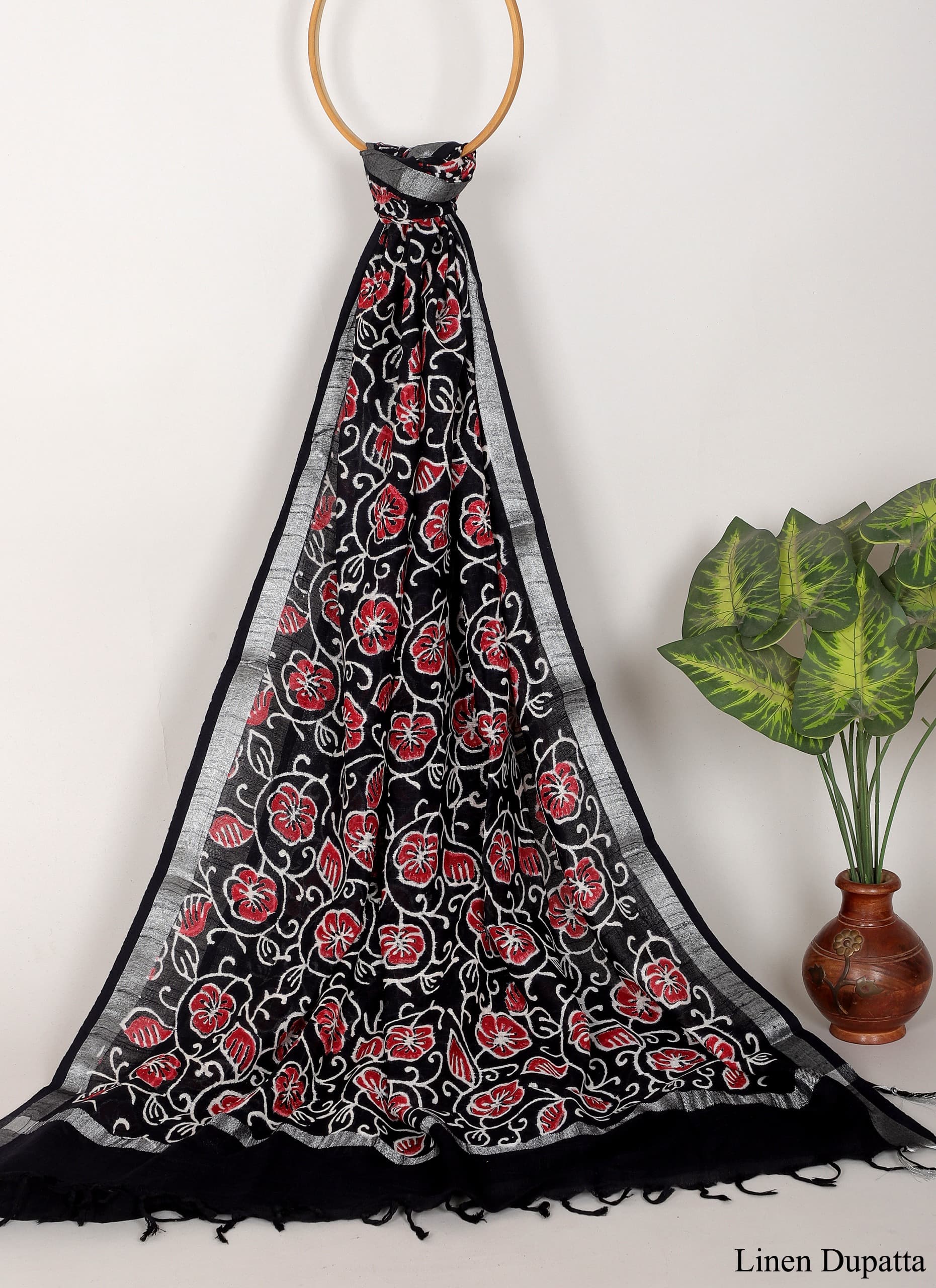 Linen Cotton Dupatta Hand block The Street Pal