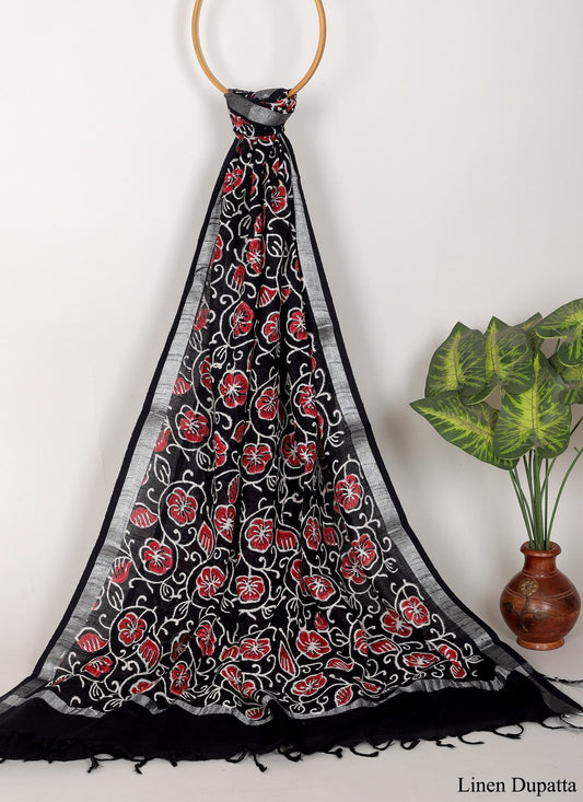 Linen Cotton Dupatta Hand block The Street Pal