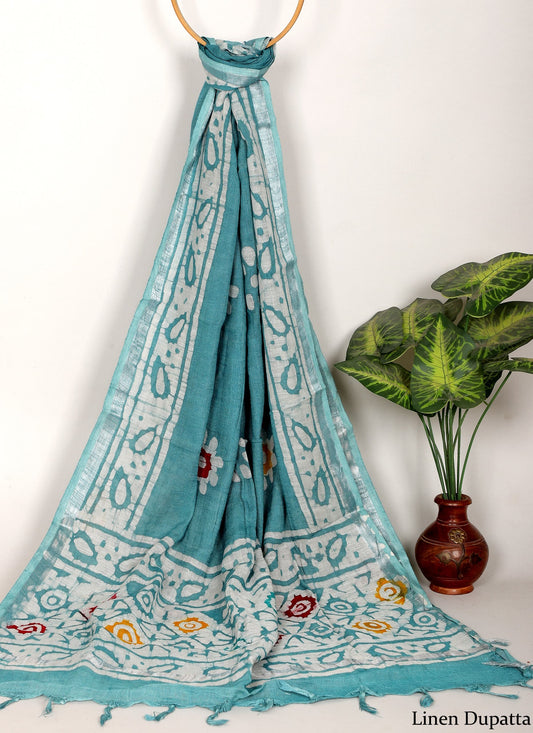 Linen Cotton Dupatta Hand block The Street Pal