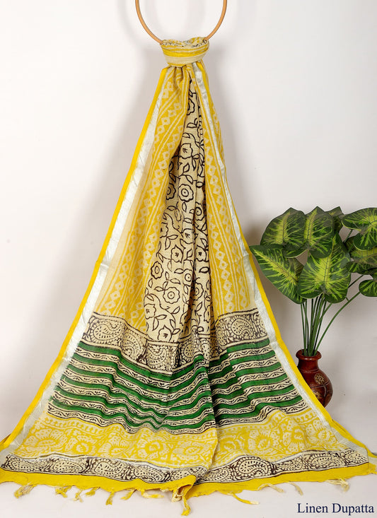 Linen Cotton Dupatta Hand block The Street Pal