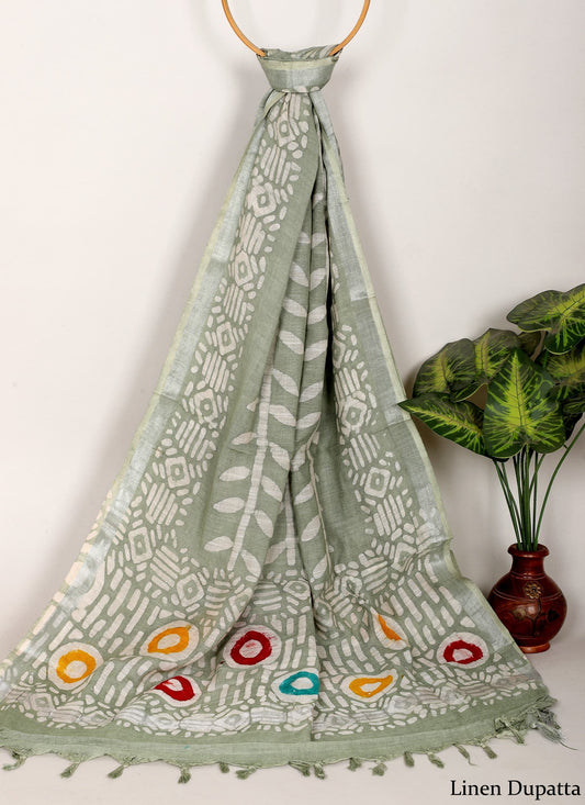 Linen Cotton Dupatta Hand block The Street Pal