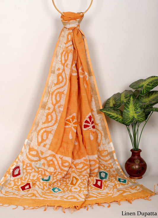 Linen Cotton Dupatta Hand block The Street Pal