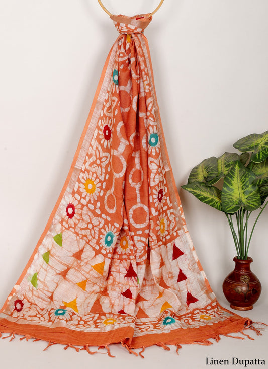 Linen Cotton Dupatta Hand block The Street Pal