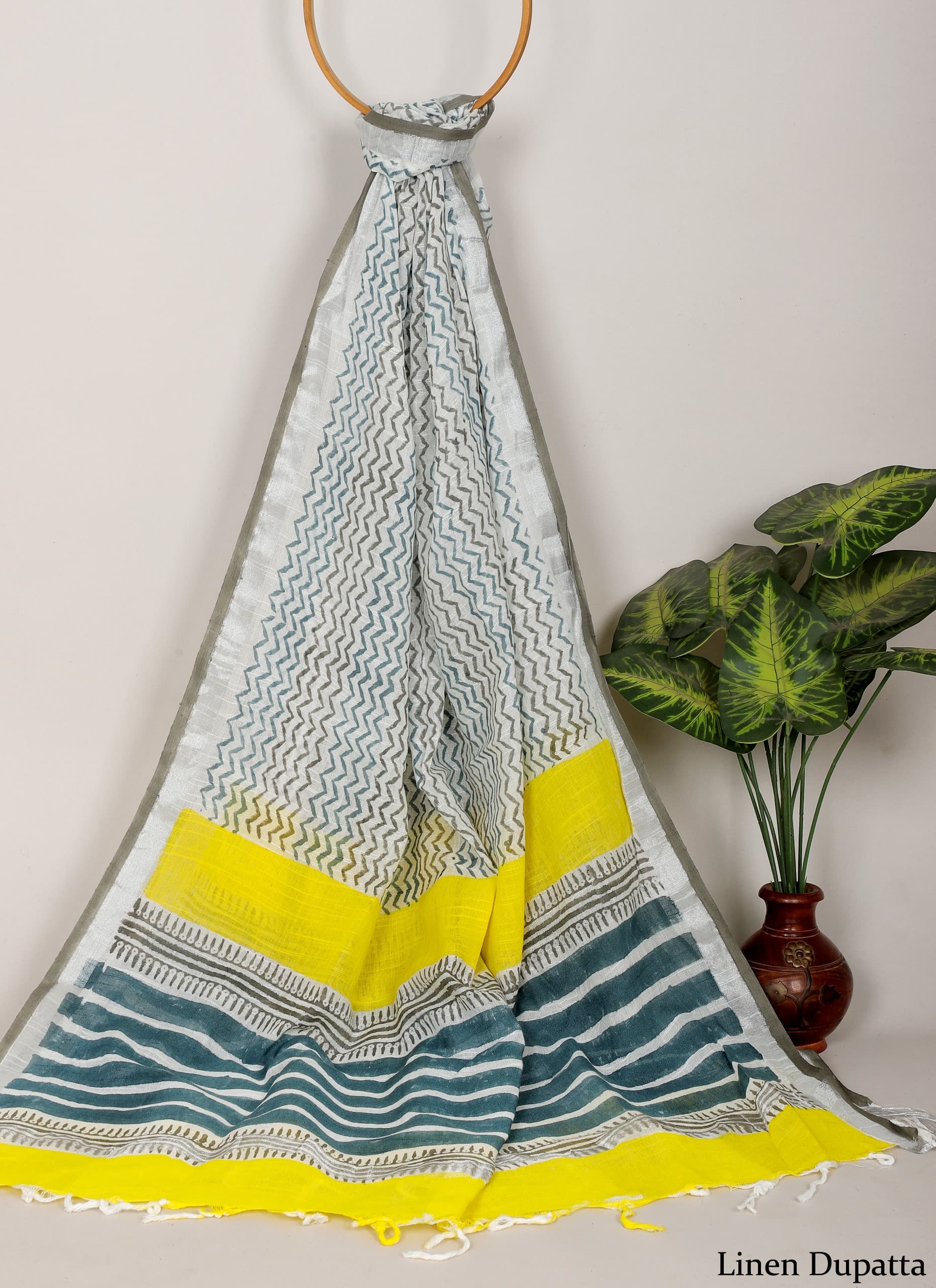 Linen Cotton Dupatta Hand block The Street Pal