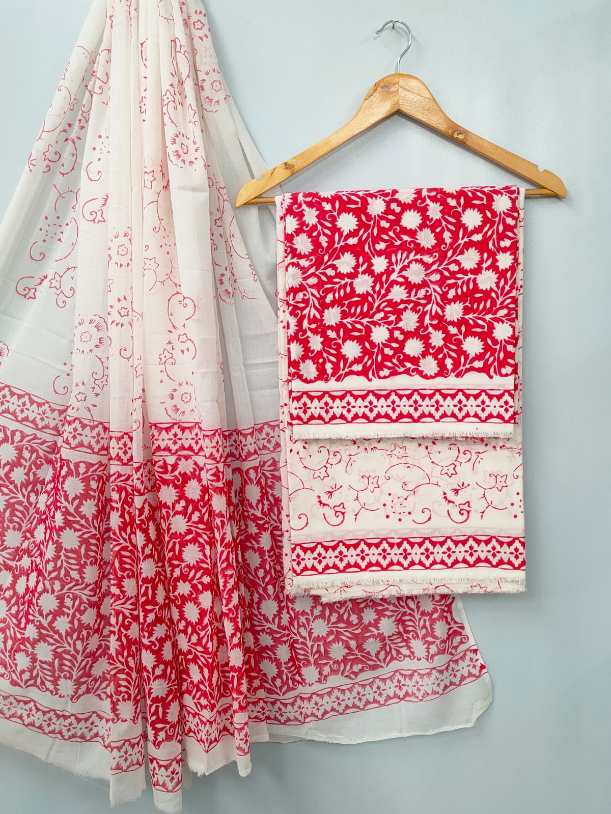 Hand Block Cotton Salwar Suit Set with Cotton Dupatta  - TSPSMVJ117
