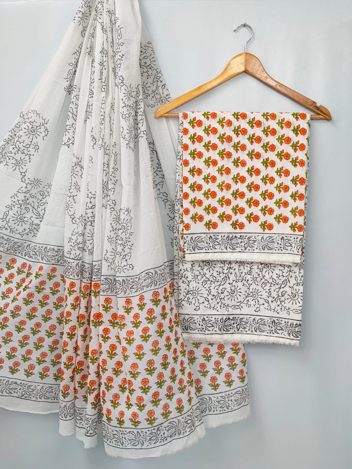 Hand Block Cotton Salwar Suit Set with Cotton Dupatta  - TSPSMVJ15