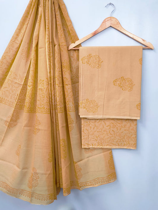 Hand Block Cotton Salwar Suit Set with Cotton Dupatta  - TSPSMVJ28