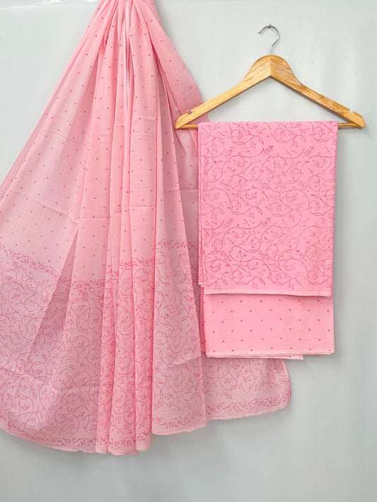 Hand Block Cotton Salwar Suit Set with Cotton Dupatta  - TSPSMVJ32