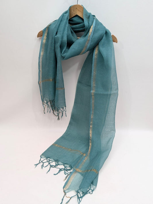 Plain Kota Doriya Block Printed dupatta 2.5 meter