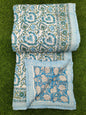 Hand Block Printed Cotton Quilt - 90x108 Inches 