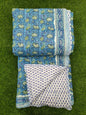 Hand Block Printed Cotton Quilt - 90x108 Inches 
