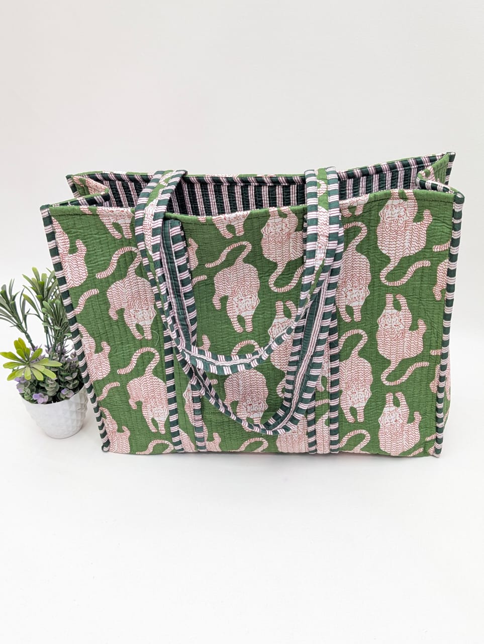 Quilted Tote Bag without zip - 17x18x 6 inches